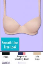 1-Pair Invisible Look Balconette Underwire Lift Bra 4327, 38B, Blueprint with Strawberry Details