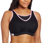 Glamorise Women's Full Figure Glamorise No Bounce Cami Sport Bra, Black/Pink, 50C