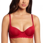 Lily of France Women's Value In Style Smooth Cup Lace Overlay Convertible Bra, Gallahad Red, 34B