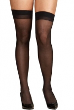Sheer Thigh Highs with Back Seam Plus Size, One Size, Black