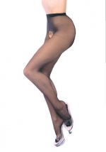 Sheer Nylon Crotchless Pantyhose (Black;Plus Size)