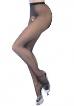 Sheer Nylon Crotchless Pantyhose (Black/One Size)