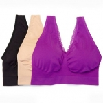 1X - Rhonda Shear Comfort Support Ahh Bra 3-pack Set with Removable Pads -black, nude, purple