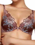 Aimer Women's 3/4 Cup Sexy Deep V Shiny Pendant Lace Aajustable Bra 32C Brown