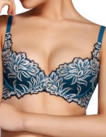 Aimer Women's Lace Floral 3/4 Cups Padded Plunge Underwire Bra B75 Blue Green