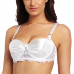 Carnival Womens Satin Lace Pleated Front Bra, White, 32B