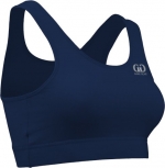 CL230 Women's Athletic Compression Cotton Spandex Tight Form Fitting Sports Bra (Large, Navy)