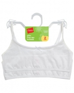 Hanes Girls' Cotton Pullover Bra 2-Pack, L-White/White