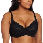 Carnival Womens Full Figure Embroidered Soft Cup Underwire Bra, Black, 34C