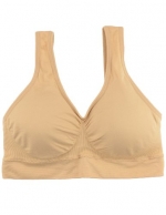 Full Coverage Sports Bra in Neutral Colors with Removable Pads (One Size, Nude)