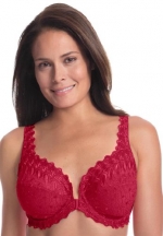 Amoureuse Plus Size Embroidered Front Hook Underwire Bra (Classic Red,38 B)