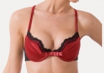 Ilusion Women's Racy Lacy Push up Padded Demi Cup Balconette Bra CRIMSON RED / BLACK 32B