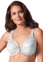 Amoureuse Women's Plus Size Embroidered Front Hook Underwire Bra (White,48 D)