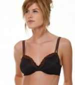 Whimsy by Lunaire Aruba Seamless Bra with Lace, 34C, Black / Chocolate