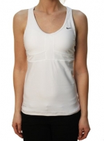 Nike Women's Dri-Fit Medium Impact Sports Built In Bra Running Top White-M