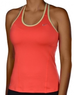 Nike Women's Dri-Fit Racerback Long Sports Bra Top-Coral/Yellow-XL