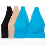 1X - Rhonda Shear Comfort Support Ahh Bra 3-pack Set with Removable Pads - black, nude, blue