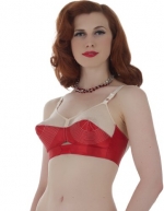 A What Katie Did Marlene Red and Peach Bullet Bra L6095 32DD/E