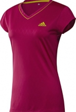 Adidas Women's Essentials Tennis V-Neck Shirt - Pink-Large