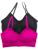 2 or 4 PACK: Seamless Removable Strap Bras (One Size, Black/Berry)