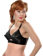 What Katie Did Padded Black Satin Bullet Bra 36A