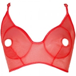 LoveFifi Women's Shimmer Sheer Nipple-less Bra Plus - X-LARGE - Red