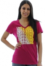 Livestrong Women's Dri-Fit V-Neck Top T-Shirt Pink Size XS