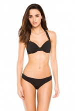 Tommy Bahama Women's Pearl Solids Underwire Halter Bra Bikini Top Black 34D