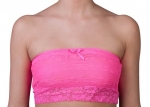 Sexy Lace Edge Tube Top Bandeau Bra by Sweet Intimates Pink Small