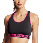 Fila Women's Logo Elastic Bra, Black/Pink Glo, X-Small