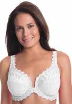 Amoureuse Women's Plus Size Embroidered Front Hook Underwire Bra (White,38 B)