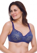 Amoureuse Women's Plus Size Bra, Lace Balconette, By Amoureuse Blue Lava,38 C