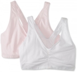 Hanes Women's 2 Pack Cotton Pullover Bra, Pink Lilac/White, Large