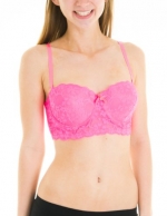 XOXO Juniors Full Lace Push up Bra with Convertible Straps and Mesh Back (36C, Neon Pink)