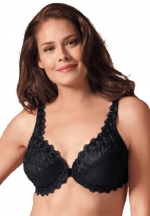 Amoureuse Women's Plus Size Embroidered Front Hook Underwire Bra (Black,38 C)