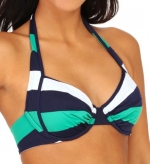 Tommy Bahama Mare Rugby Stripe Underwire Swim Top (TSW35500T) 36C/Parakeet Green/Mare