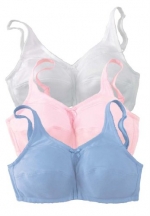 Comfort Choice Women's Plus Size Bra, 3 Pack Soft Cup (Pastel Assorted,36 B)