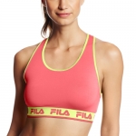 Fila Women's Logo Elastic Bra, Diva Pink/Green Gecko, X-Small