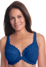 Amoureuse Women's Plus Size Embroidered Front Hook Underwire Bra (Ink Blue,38
