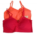 2 or 4 PACK: Seamless Removable Strap Bras,One Size,Coral/Fuschia