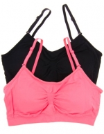 2 or 4 PACK: Seamless Removable Strap Bras,One Size,Coral/Black.Coral/Black