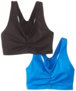 Hanes Women's 2 Pack Cotton Pullover Bra, Black/Velvet Evening, Medium(Colors may vary)