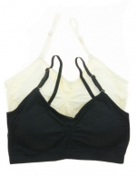 2 or 4 PACK: Seamless Removable Strap Bras,One Size,Black/ivory.Black/ivory