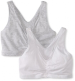 Hanes Women's 2 Pack Cotton Pullover Bra, Heather Grey/White, XX-Large(Colors may vary)