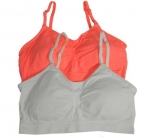 2 or 4 PACK: Seamless Removable Strap Bras,One Size,Coral/White.Coral/White