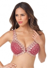 Amoureuse Women's Plus Size Embroidered Front Hook Underwire Bra (Cherry Red
