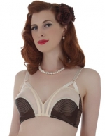A What Katie Did Coco Chocolate and Peach Cathedral 1950's Bra 32B