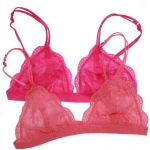 2 PACK: Black Lace Bralette (Small/Medium, Coral/Hot Pink)