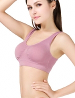 Womens Sports Bras Seamless Tops Yoga Exercise Walk Padded Shapewear Brick Red L