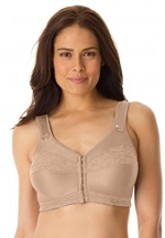 Easy Enhancer Soft Cup Lace Front Hook Bra by Comfort Choice (NUDE,54 DD)